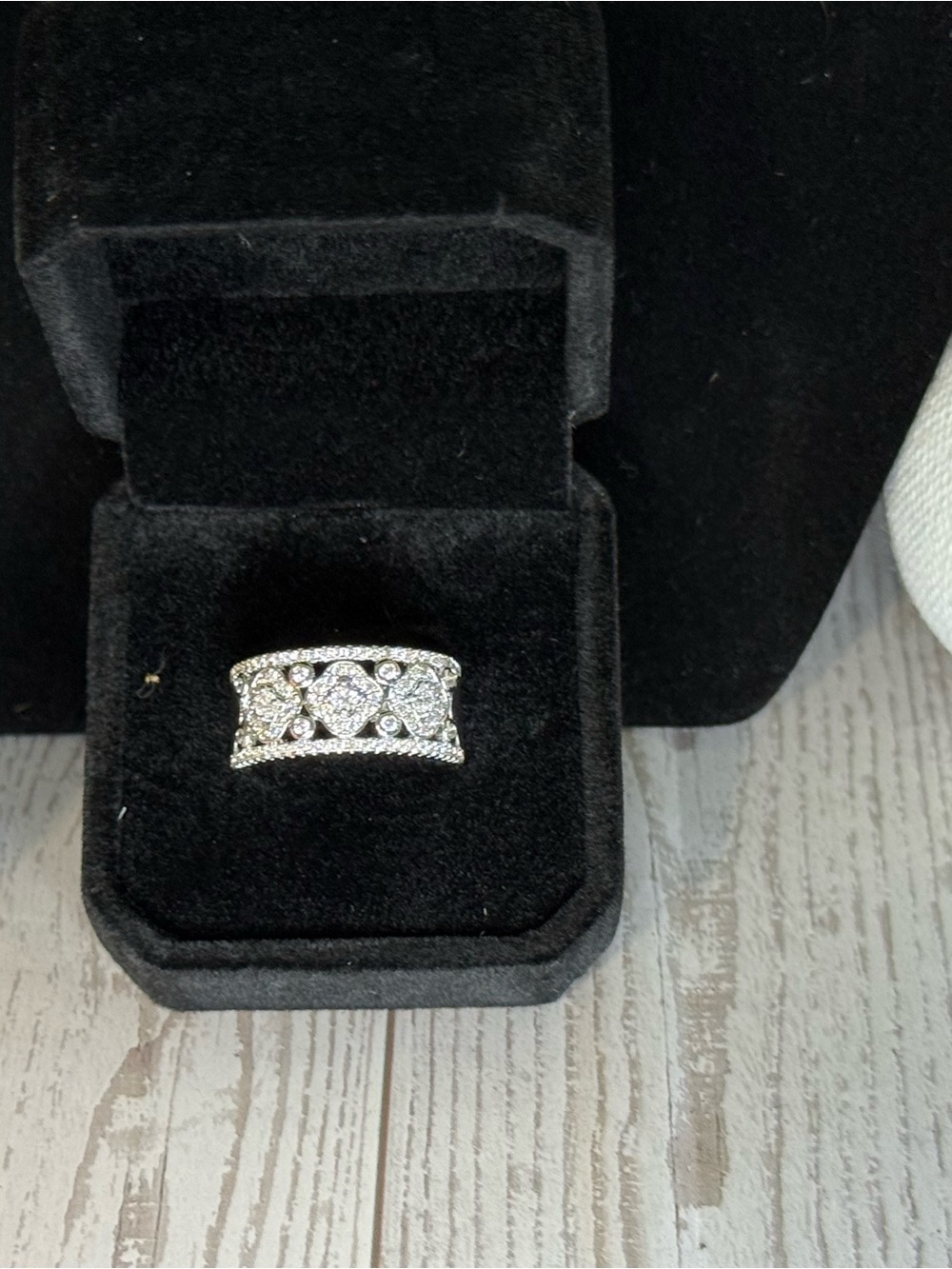 Silver Crystal Wide Band Ring - Clear